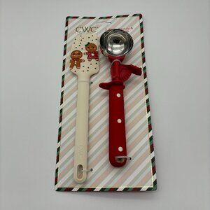 CWC Holiday Christmas Gingerbread Silicone Spatula Stainless Steel Cookie Scoop